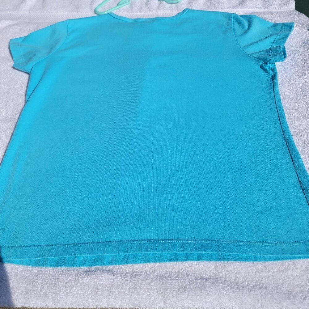 White Stag Women’s Graphic Tee Blue Rhinestones Short Sleeve Size M - Picture 3 of 9